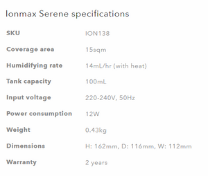 Ionmax ION138 Serene Humidifer