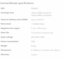 Ionmax ION420 Breeze HEPA Air Purifier